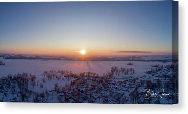  Canvas Print featuring the photograph Snowy Sunrise by Brian Jones