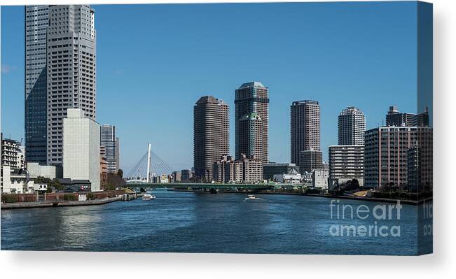 River Canvas Print featuring the photograph Sumida River High Rise, Tokyo Japan 2 by Perry Rodriguez