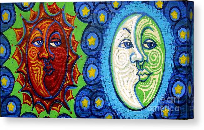 Sun Canvas Print featuring the painting Sun and Moon by Genevieve Esson