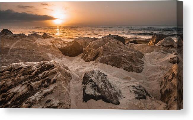 Alabama Canvas Print featuring the photograph Sun coming over the rocks by John McGraw