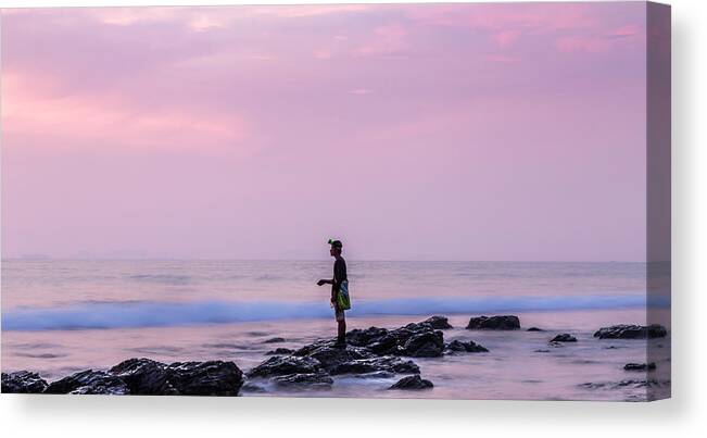 Beach Canvas Print featuring the photograph Sunset Fishing in Lanta by Georgia Clare