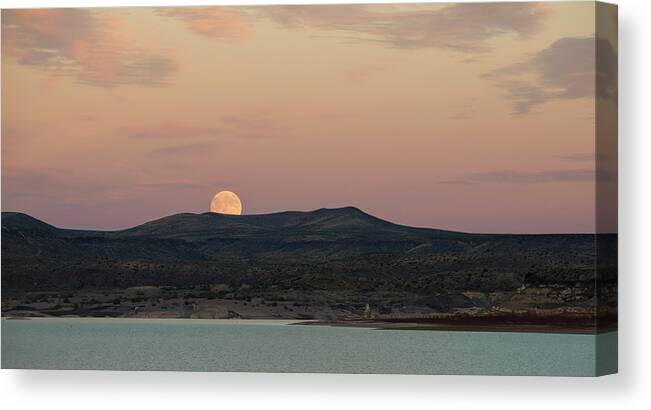 Loree Johnson Photography Canvas Print featuring the photograph Sunset Moonrise by Loree Johnson