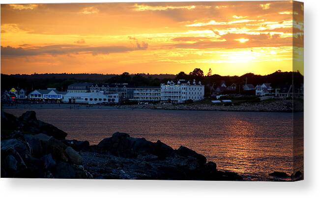 Sunset Canvas Print featuring the painting Sunset Short Sands by Imagery-at- Work