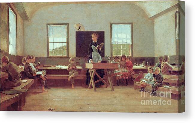 The Country School Canvas Print featuring the painting The Country School by Winslow Homer