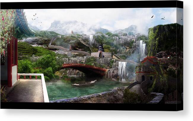 Matte Painting Canvas Print featuring the digital art The Wall by Karen Howarth