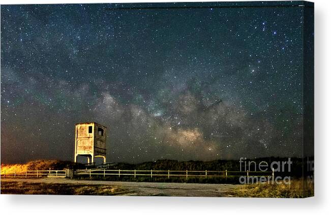 Topsail Island Canvas Print featuring the photograph Tower 6 Milky Way by DJA Images