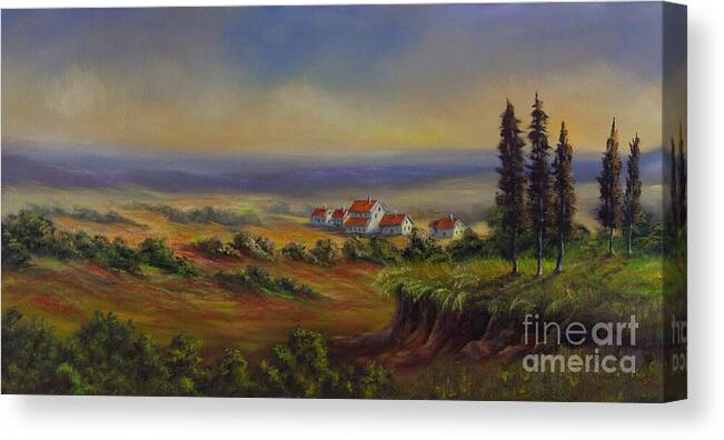 Tuscany Painting Canvas Print featuring the painting Tuscany at Dusk by Charlotte Blanchard