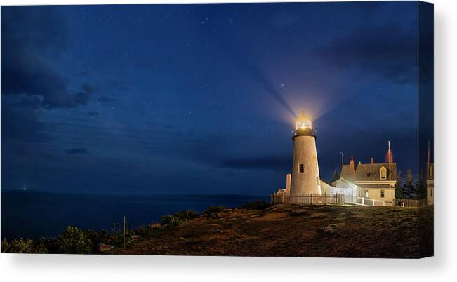 Pemaquid Lighthouse Canvas Print featuring the photograph Twilight at Pemaquid Light by Mark Papke