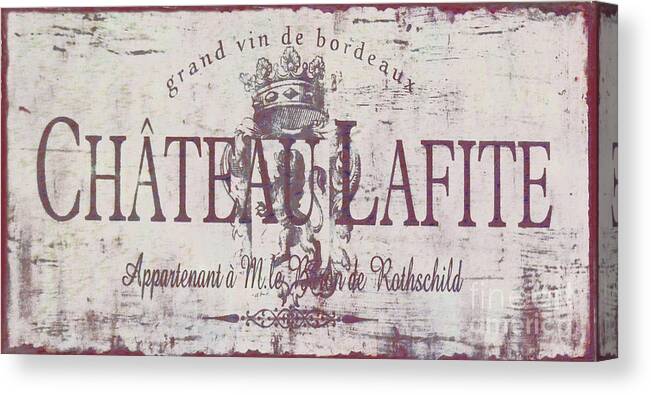 Vintage Wine Canvas Print featuring the painting Vintage French Wine Sign by Mindy Sommers