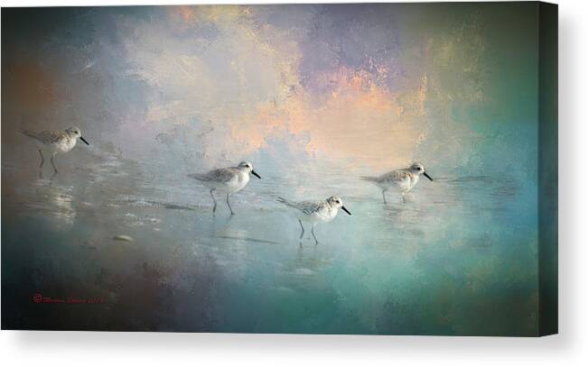 Birds Canvas Print featuring the digital art Walking Into The Sunset by Marvin Spates