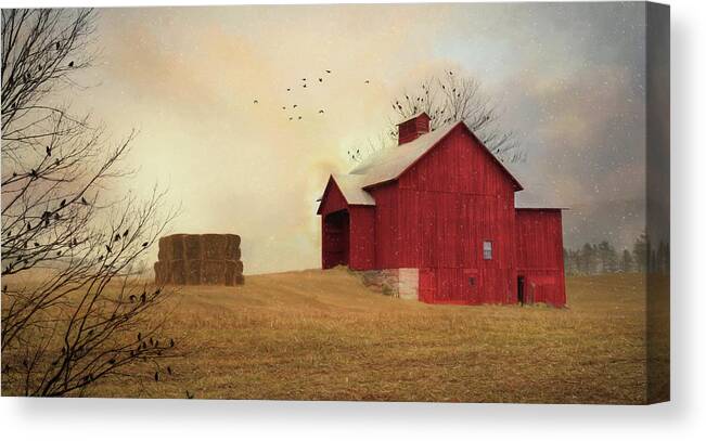 Barn Canvas Print featuring the photograph Winter's Arrival by Lori Deiter