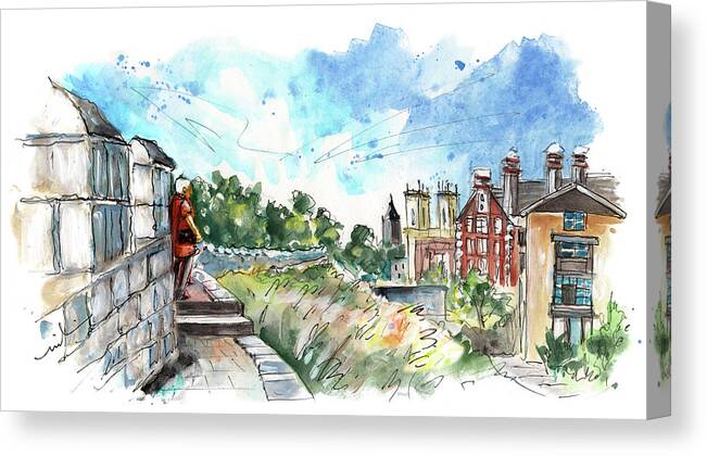 Travel Canvas Print featuring the painting York City Walls by Miki De Goodaboom