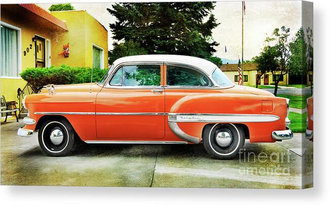 Auto Canvas Print featuring the photograph 1954 Belair Chevrolet 2 by Craig J Satterlee
