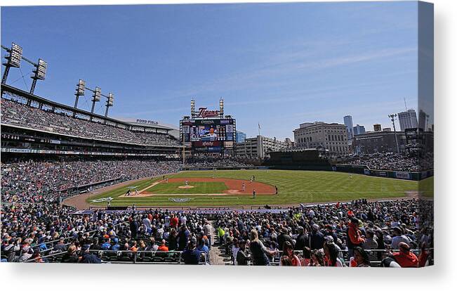 American League Baseball Canvas Print featuring the photograph Kansas City Royals V Detroit Tigers by Leon Halip