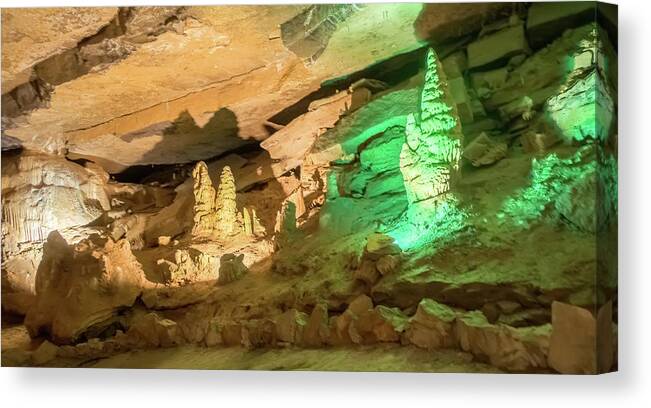 Way Canvas Print featuring the photograph Pathway underground cave in forbidden cavers near sevierville te #7 by Alex Grichenko