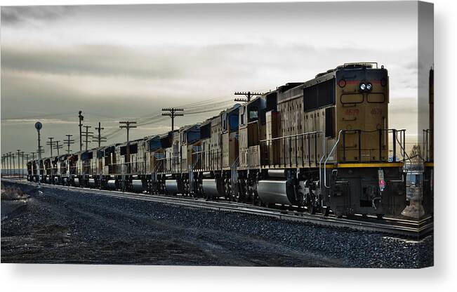 Landscape Canvas Print featuring the photograph A Lot Of Trains by Ken Aaron