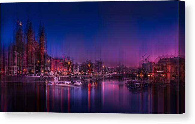 Sky Canvas Print featuring the photograph Amsterdam Under Blue And Twilight by Weihong Liu