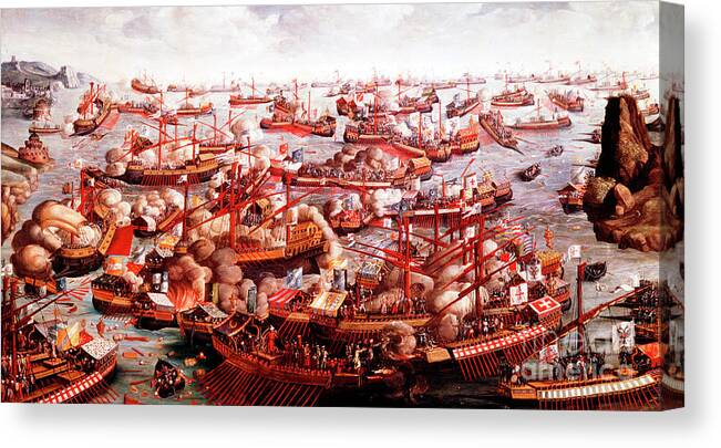 War Canvas Print featuring the drawing Battle Of Lepanto, October 1571 by Print Collector