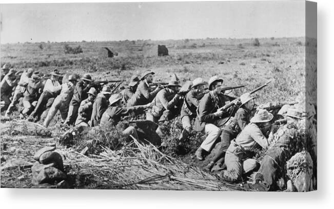 Trench Canvas Print featuring the photograph Boers In Trenches by Hulton Archive