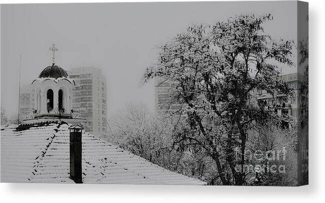 Church Canvas Print featuring the photograph Church in snow by Yavor Mihaylov