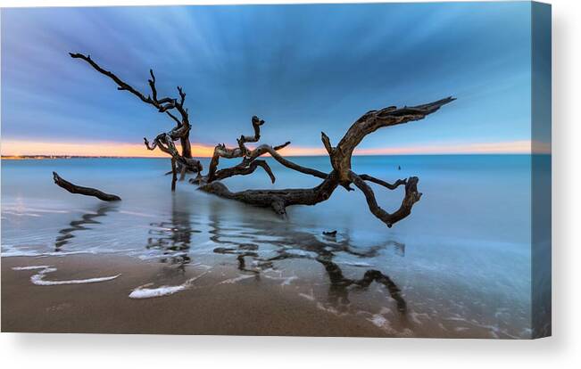 Clouds Canvas Print featuring the photograph Dreamy Tide Panorama by Debra and Dave Vanderlaan