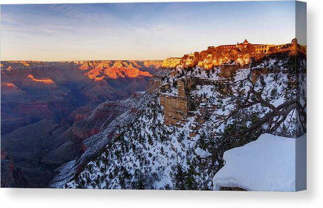 American Southwest Canvas Print featuring the photograph El Tovar Panorama by Todd Bannor