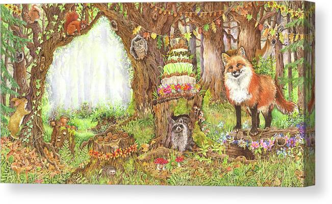 Enchanted Woodland Canvas Print featuring the painting Enchanted Woodland by Wendy Edelson