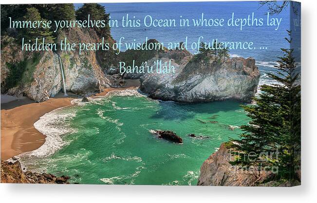 Ocean Canvas Print featuring the photograph Immerse Yourselves, No. 1 by Baha'i Writings As Art