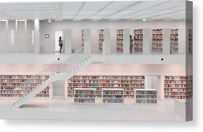 Library Canvas Print featuring the photograph In The Library by Hans Martin Doelz