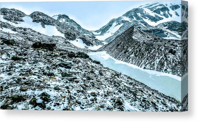  Trekking Canvas Print featuring the photograph John Garner's Pass,Patagonia by Leslie Struxness