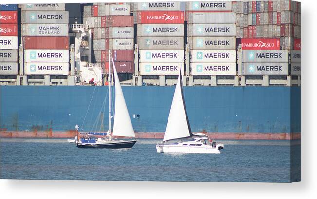Felixstowe Canvas Print featuring the photograph Large vs Small by Martin Newman