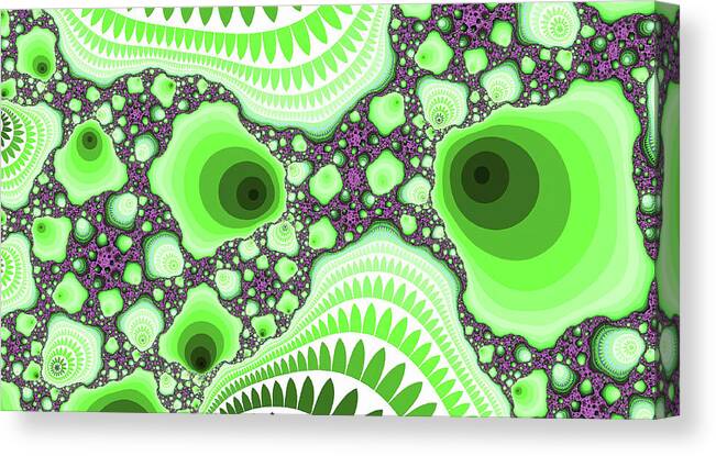 Abstract Canvas Print featuring the digital art Mirror Peaks Green Abstract Art Image by Don Northup