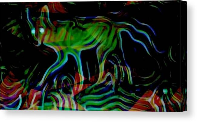Abstract Canvas Print featuring the photograph Neon Coyote by Judy Kennedy