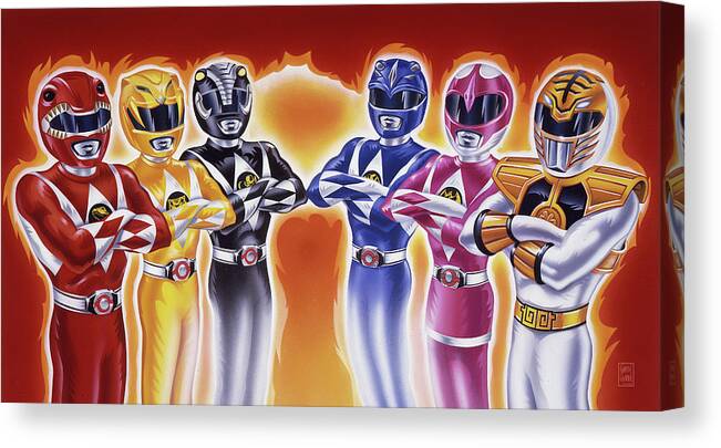 Power Rangers Canvas Print featuring the painting Power Rangers Heroes Art by Garth Glazier