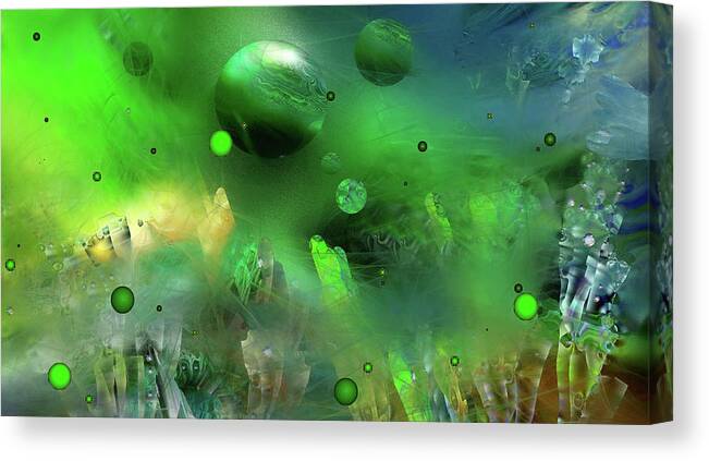 Space Green Canvas Print featuring the digital art Space Green by Natalia Rudzina