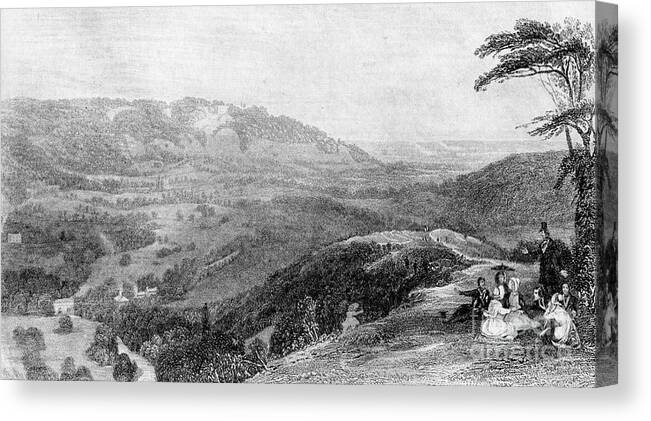 Engraving Canvas Print featuring the drawing View From Box Hill, Looking Towards by Print Collector