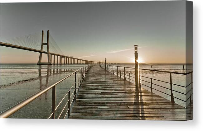 Tranquility Canvas Print featuring the photograph Walkway And Bridge by Landscape Photography