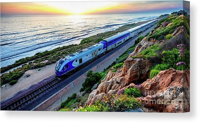 Amtrak Canvas Print featuring the photograph The Amtrak 584 to San Diego by David Levin