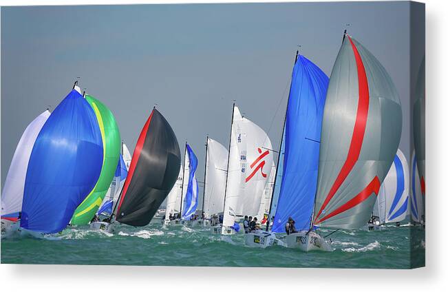 Sail Canvas Print featuring the photograph Key West Race Week #1256 by Steven Lapkin