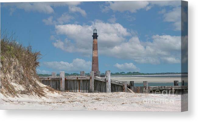 Morris Island Lighthouse Canvas Print featuring the photograph Folly Beach - Morris Island Lighthouse - Charleston SC Lowcountry8247 by Dale Powell
