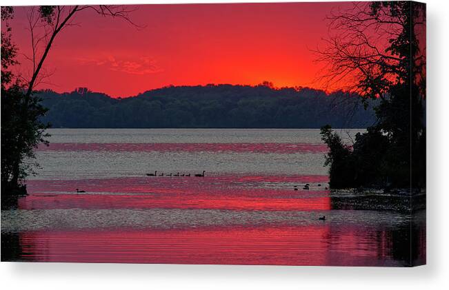 Lake Canvas Print featuring the photograph After Sunset on Lake Waubesa at Babcock park by Peter Herman