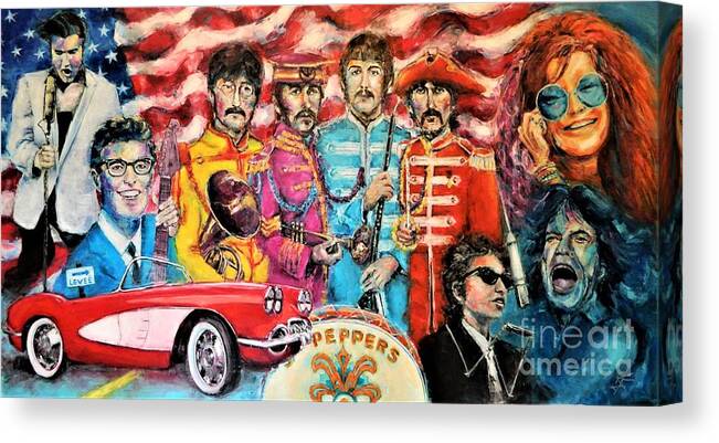 Music Canvas Print featuring the painting American Pie by Dan Campbell
