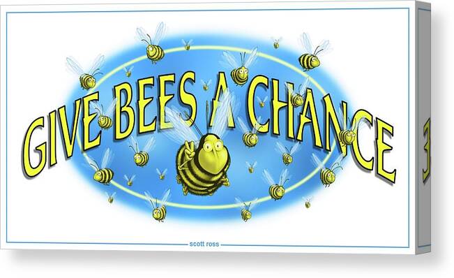 Environmental Canvas Print featuring the digital art Give Bees A Chance by Scott Ross