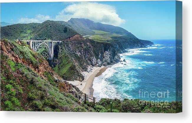 Beach Canvas Print featuring the photograph Bixby Bridge in Big Sur California by David Levin