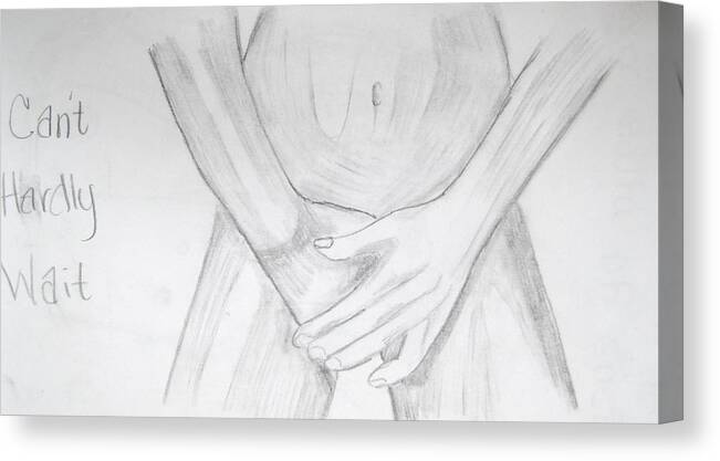 Erotic Canvas Print featuring the drawing Can't hardly wait by Rebecca Wood