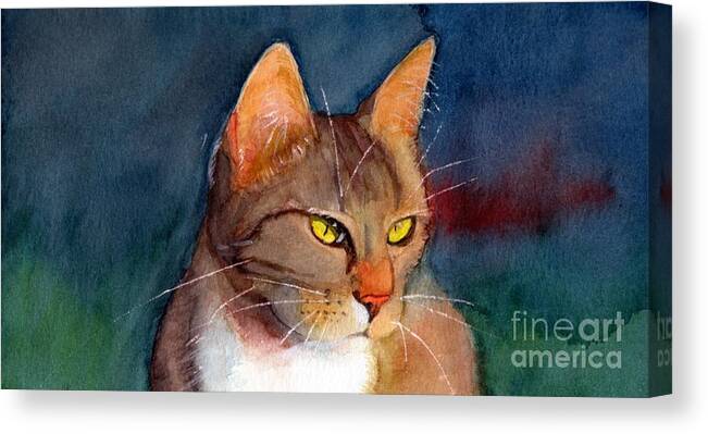 Cat Canvas Print featuring the painting Cat Whiskers by Vicki B Littell