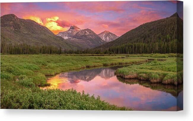 Utah Canvas Print featuring the photograph Christmas Meadows Sunset Panorama by Wasatch Light