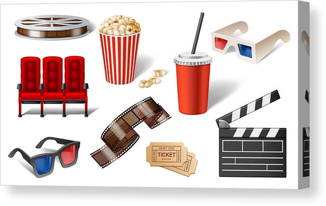 Bucket Canvas Print featuring the drawing Cinema Set by Magnilion