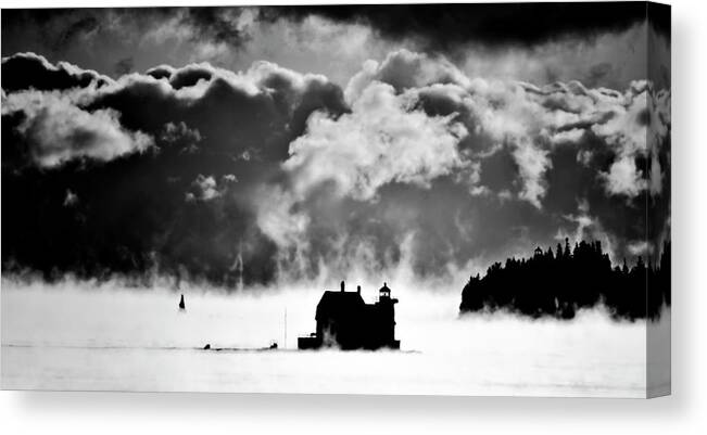 Breakwater Lighthouse Canvas Print featuring the photograph Frozen in Time by Jeff Cooper