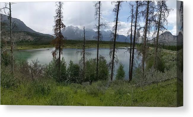 Lake Canvas Print featuring the photograph Lake in Jasper National Park by Lisa Mutch